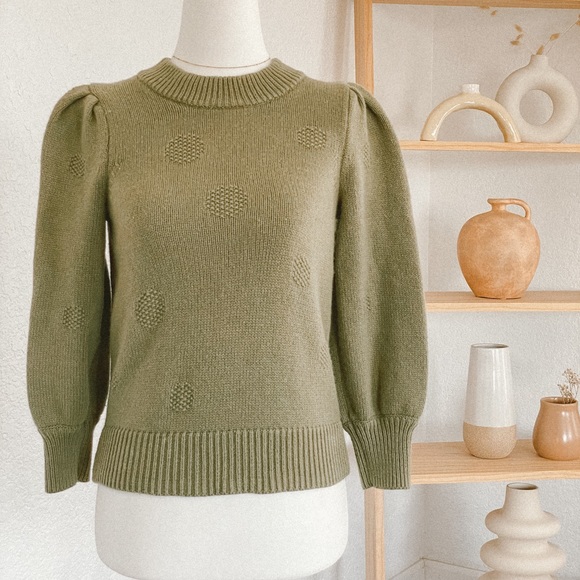 Madewell Sweaters - Madewell Puff Sleeve Pullover Sweater Green
